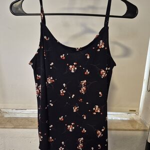 Kaileigh Black Floral Spaghetti Strap Top